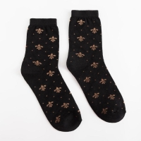 Носки MINAKU &laquo;Королевская лилия&raquo;, цвет чёрный, размер 40-41 (27 см)