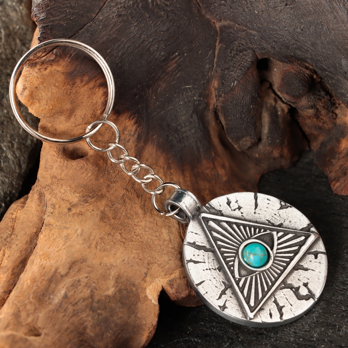 Амулет Амулет "Всевидящее Око" с камнем бирюза, 35х43 мм, металлический