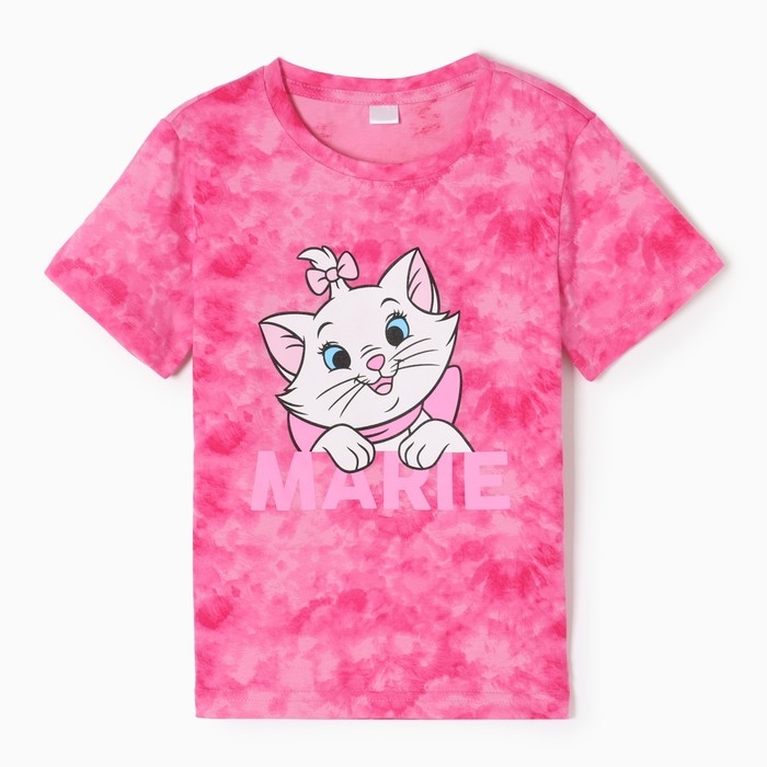 Футболка для девочки "Marie", Коты аристократы, &laquo;Тай-дай&raquo;, рост 86-92 см, цвет розовый