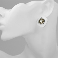 Серьги эмаль &laquo;Абстракция&raquo; ромб, цвет белый в серебре