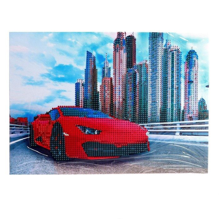 Алмазная мозаика на подрамнике с частичным заполнением &laquo;Гоночная машина&raquo;, 20 x 30 см