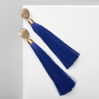 Серьги &laquo;Кисти&raquo; классика, цвет синий в золоте, L кисти 9,5 см