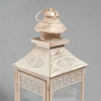 Подсвечник металл, стекло на 1 свечу фонарик "Ажурный ромб" белый с патиной 52,5х17,5х17,5см 54492 Подсвечник металл, стекло на 1 свечу фонарик "Ажурный ромб" белый с патиной 52,5х17,5х17,5см 54492