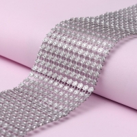 Лента с имитацией страз, 6 см, 9 ± 1 м, цвет серебряный Лента с имитацией страз, 6 см, 9 ± 1 м, цвет серебряный