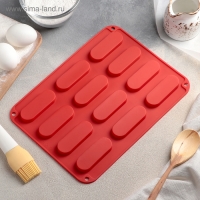 Форма для выпечки Доляна &laquo;Сладости.Эклер&raquo;, силикон, 28&times;21&times;1 см, 12 ячеек (7,6&times;2,7&times;1 см), цвет МИКС