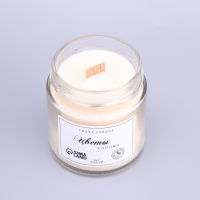Свеча ароматическая из соевого воска в банке, 150 г, деревянный фитиль, цветы хлопка