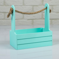 Набор кашпо деревянных 2 в 1 (25&times;15&times;30; 21&times;12&times;23 см) "Dear", ручка канат, мята