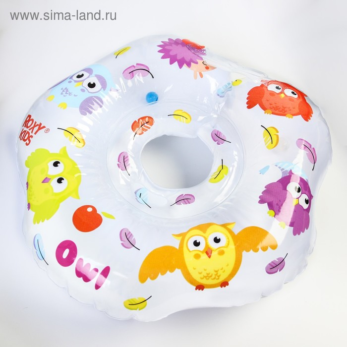 Круг для плавания на шею Owl, &laquo;Птички&raquo;, надувной, с ручками, цвет белый
