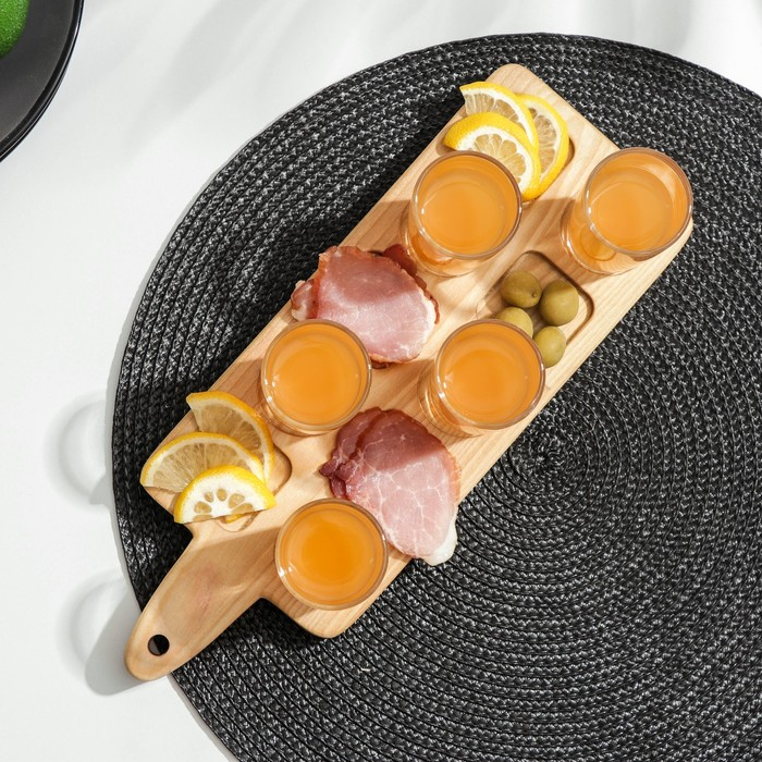 Доска - менажница для подачи шотов Adelica, на 5 рюмок, 30×13×1,8 см, берёза Доска - менажница для подачи шотов Adelica, на 5 рюмок, 30×13×1,8 см, берёза