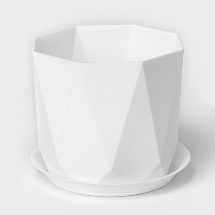 Горшок для цветов с поддоном &laquo;Призма&raquo;, 1 л, цвет белый