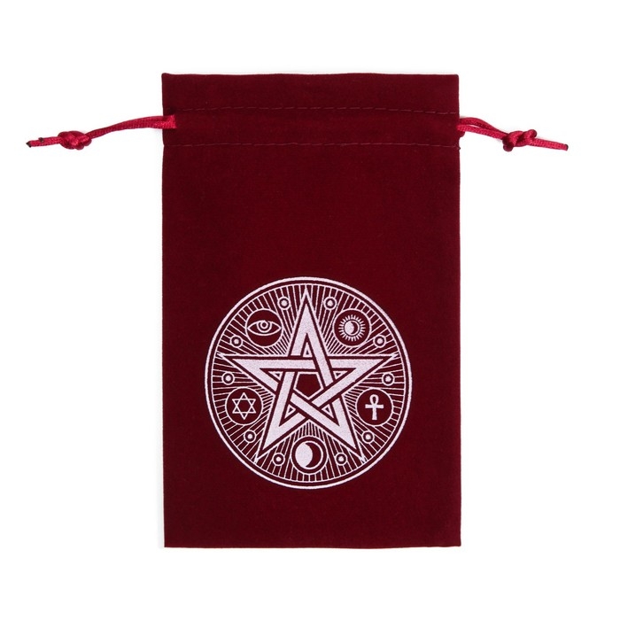 Мешочек для Таро, на Хэллоуин &laquo;Пентаграмма&raquo;, бархатный, бордовый, 12х18 см