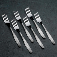 Набор столовых вилок &laquo;Уралочка&raquo;, h=20 см, толщина 2 мм, 6 шт, цвет серебряный