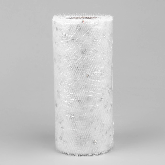 Фатин с блёстками, 15 см, 11 &plusmn; 1 г/кв.м, 23 &plusmn; 1 м, цвет белый №1