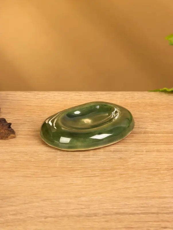 Подставка под благовония "Галька" керамика, цв. зелёный, 7х5х1 см