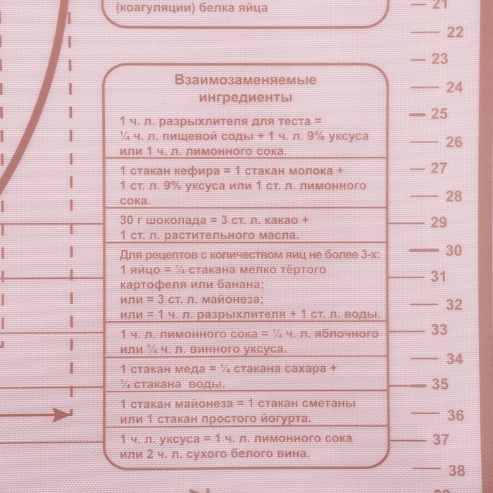Коврик для выпечки и раскатки теста с разметкой Доляна &laquo;Ингридиенты&raquo;, армированный, силикон, 66&times;46&times;0,04 см, белый/кофейный