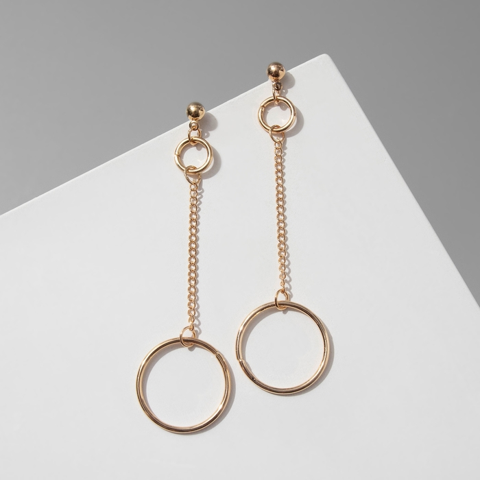 Серьги металл &laquo;Кольца с цепью&raquo;, цвет золото