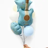 Воздушные шары "Голубая гитара" фольга, латекс, набор 12 штук
