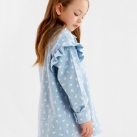 Рубашка детская с воланом KAFTAN р.34 (122-128 см), синий Рубашка детская с воланом KAFTAN р.34 (122-128 см), синий