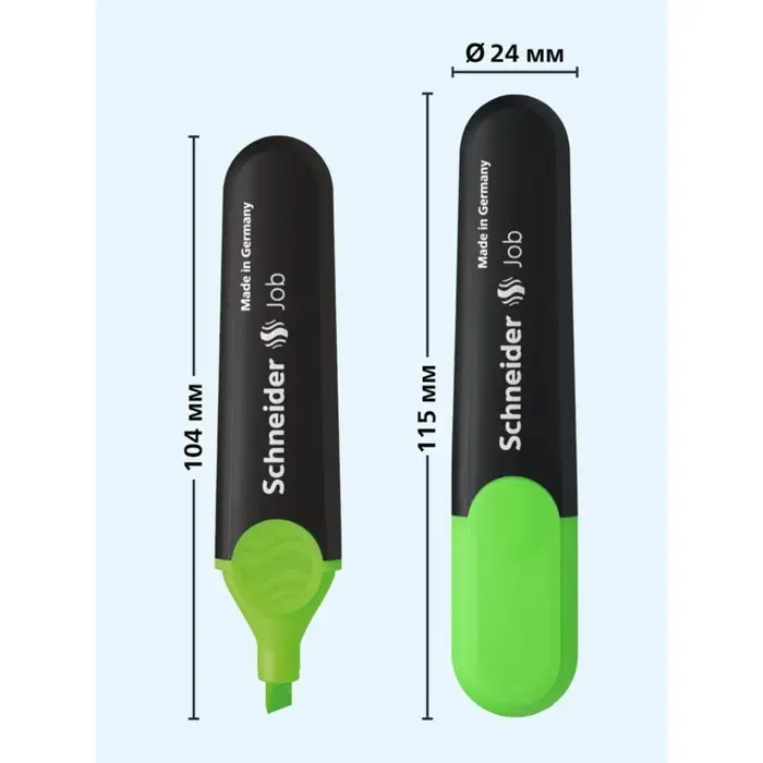 Маркер текстовыделитель Schneider Job, 1.0-5.0 мм, чернила на водной основе, зеленый