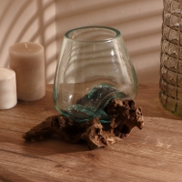 Вазон стекло на коряге "Индивидуальность" 15х15х15 см