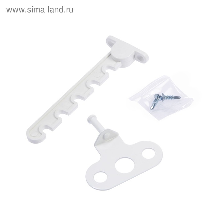 Ограничитель открывания пластиковый, с металлическим оцинкованным держателем, белый