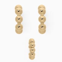 Набор серьги и каффы 3 шт &laquo;Бублики&raquo; дутые, цвет золото