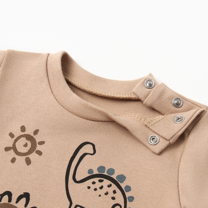 Костюм: футболка и шорты Крошка Я Dino, рост 62-68 см, бежевый/серый Костюм: футболка и шорты Крошка Я Dino, рост 62-68 см, бежевый/серый