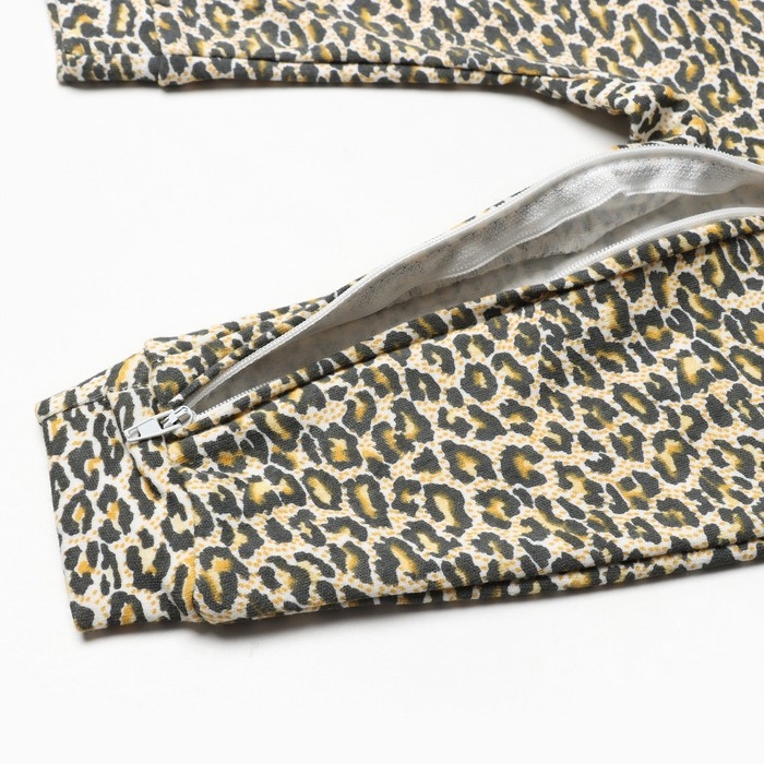 Комбинезон детский (3 шт.), цвет оранжевый/леопард/белый, рост 74 см