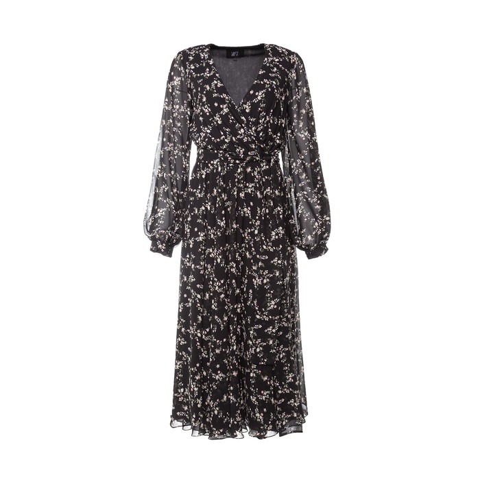 Платье женское с поясом MIST миди, размер 46, чёрный