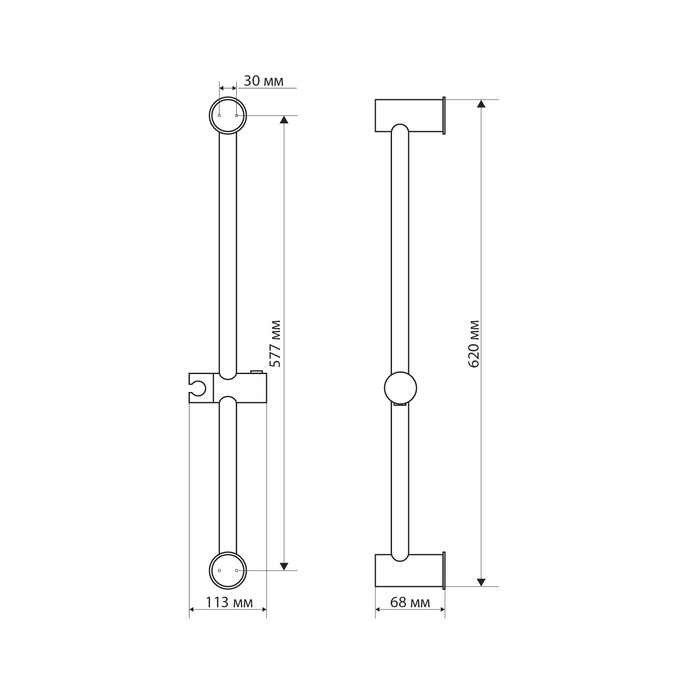 Душевая стойка ZEIN S06, с держателем для душевой лейки, черная Душевая стойка ZEIN S06, с держателем для душевой лейки, черная
