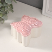 Шкатулка керамика "Бобочка фигурная" розовый перламутр 7,3х7,3х4,5 см Шкатулка керамика "Бобочка фигурная" розовый перламутр 7,3х7,3х4,5 см