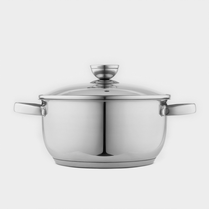 Кастрюля Катунь &laquo;Антея&raquo;, 4 л, d=22 см, капсульное дно, индукция, нержавеющая сталь, AISI - 201