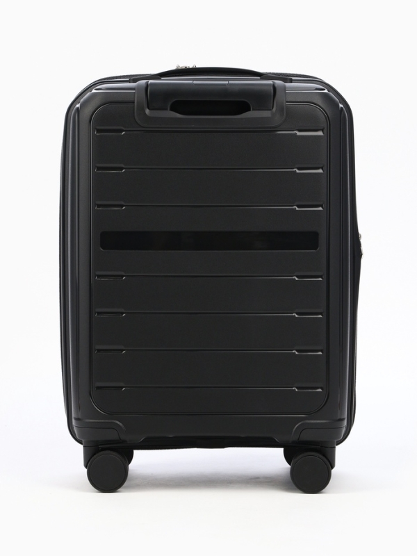 Чемодан 20", PP, 38*22*56, отд на молнии, отд/ноут, код замок, 4 колеса, черный