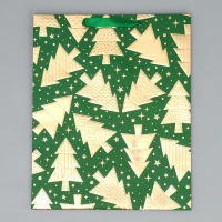 Пакет подарочный новогодний &laquo;Елочки&raquo; 32 х 26 х 10 см, Новый год