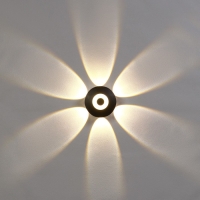 Светильник фасадный &laquo;Искра&raquo;, FSD-053, 8 Вт, 3000К, 6 лучей, IP65, 220 В, пластик, черный