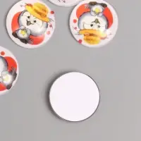 Кабошон стекло для творчества "Круг. Совушка в шляпке" 3х3 см