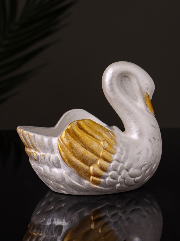 Кашпо "Лебедь" 9х10х6 см, перламутр
