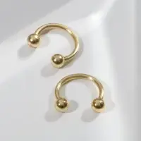 Пирсинг в бровь циркуляр, шар, d=8 мм, пара, цвет золото (неделимая фасовка 12 пар, цена за пару)