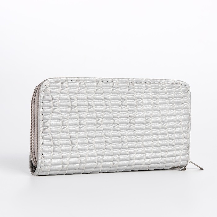 Кошелёк женский на молнии, цвет серебряный