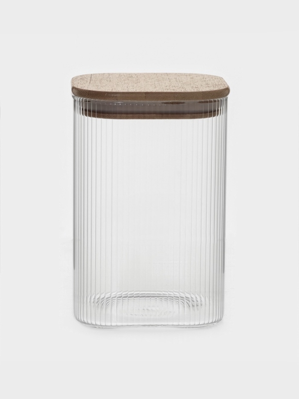 Банка для сыпучих продуктов с бамбуковой крышкой "Эко. Квадрат" 1,3 л, 10х15 см
