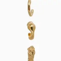 Серьги "Каффы" набор 3 шт., мятый, цвет золото