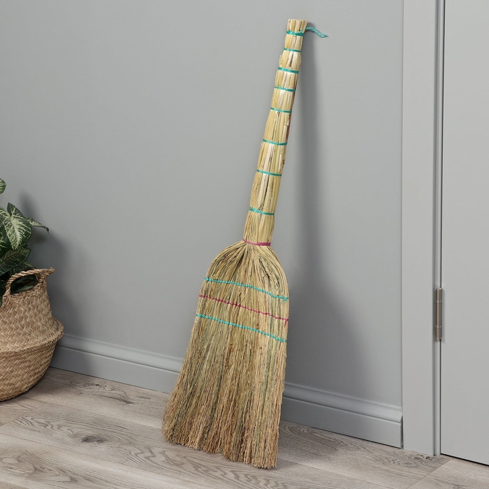 Веник 3-х прошивной &laquo;Сорго&raquo;, усиленный, с петлей, 350 гр, 95 см