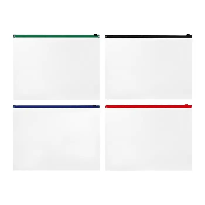 Папка-конверт на ZIP-молнии А4, 120 мкм, ErichKrause Fizzy Clear, c цветной молнией, до 100 листов, микс