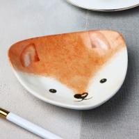 Тарелка керамическая &laquo;Лисичка&raquo;, 13.5 х 13.5 см, цвет белый