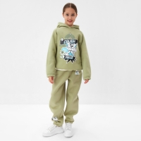 Толстовка (худи) детская MINAKU: CRUSH, цвет оливковый, рост 128 см