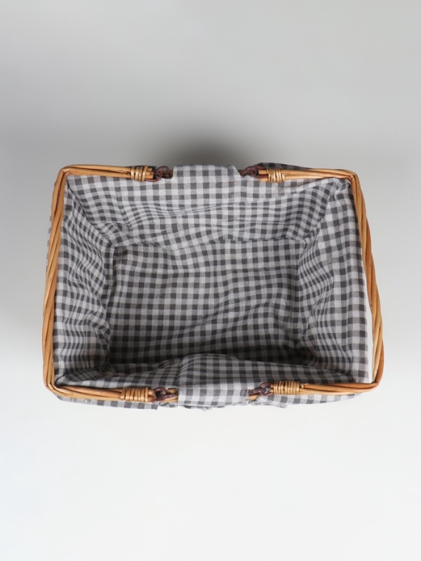 Корзина-лукошко, ткань , 2е ручки складные (внутри металл) с крышкой.  35*26 см, Н 18 см, Н с ручкам