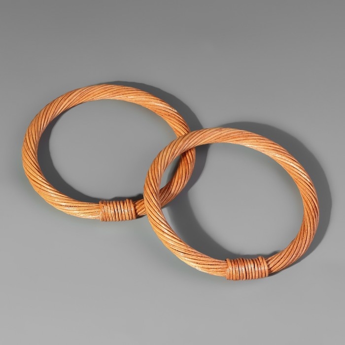 Ручки для сумки деревянные, плетёные, d = 10,2 / 12,5 см, 2 шт, цвет светло-коричневый