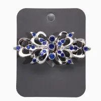 Зажим для кардигана "Ажур", цветы, цвет синий в серебре