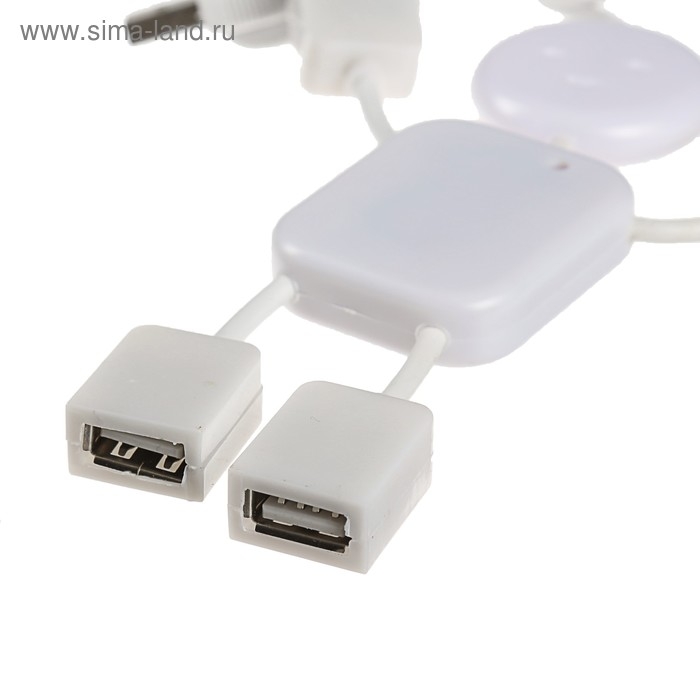 USB-разветвитель (HUB) LuazON SSV-011, 4 порта, USB 2.0, кабель 0.4 м, белый