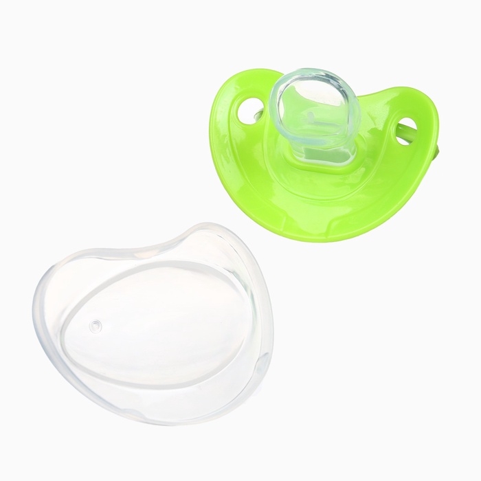 Пустышка ортодонт., с колпачком и держателем, от 0 мес., цвет Зеленый / Синий